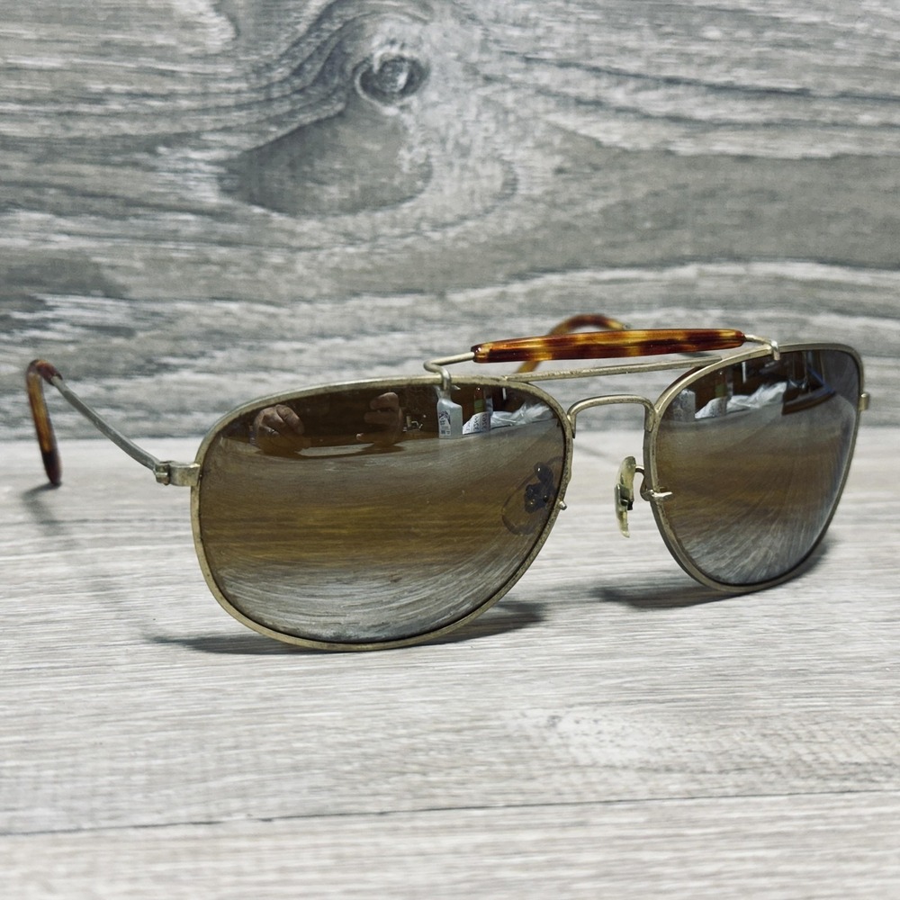 Sunglasses Mens Silver Yellow Aviator Tortoise Top Bar Gradient Lens Metal